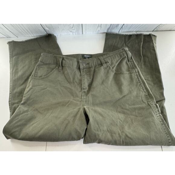 Wild Fable Wide Leg Crop Jeans Olive Frayed Size 10 - Picture 1 of 9